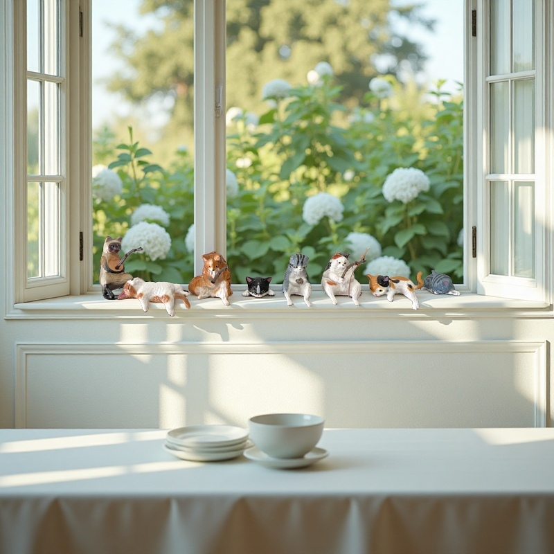8 Pcs Cat Figurine Set
