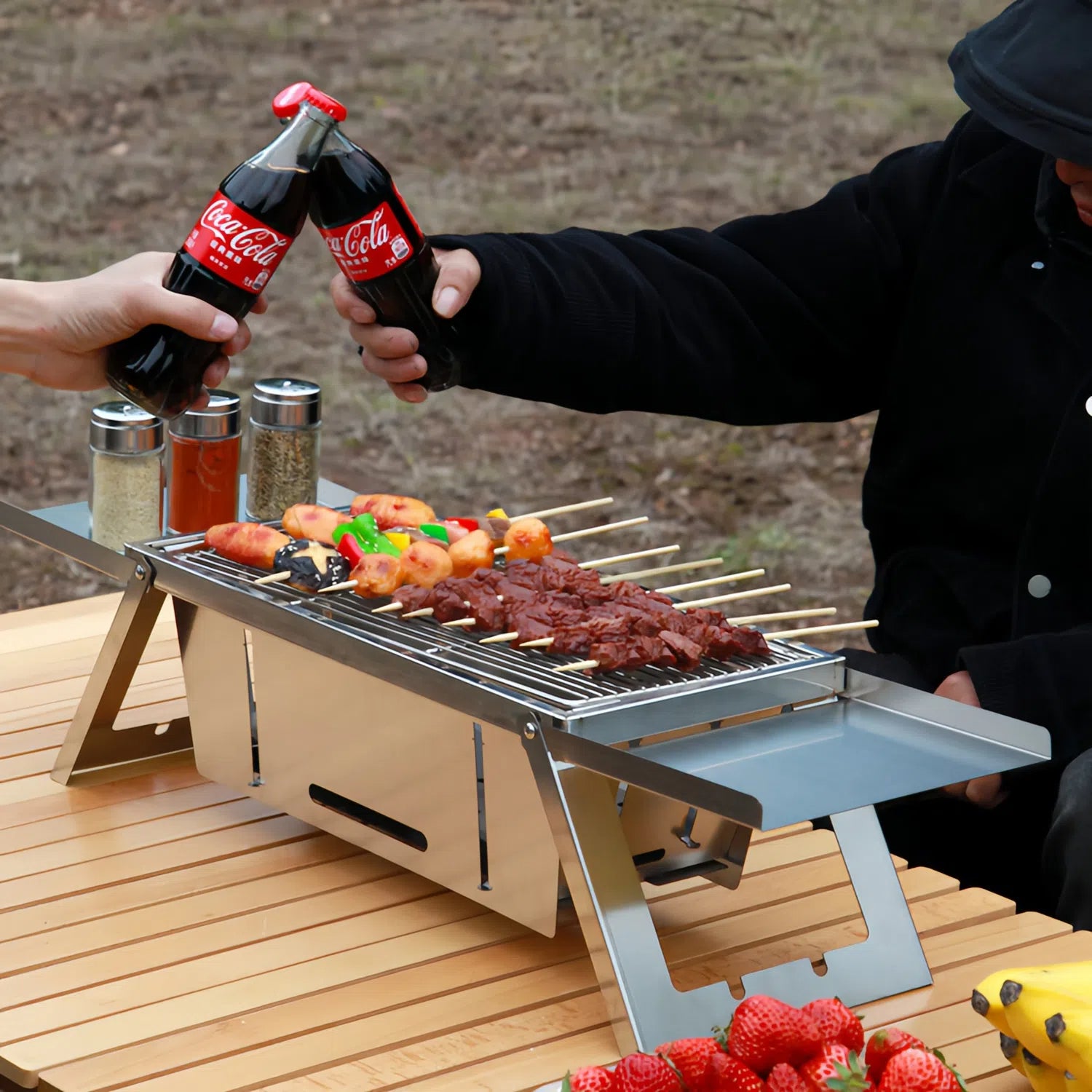Instant-Setup Portable Charcoal BBQ Grill