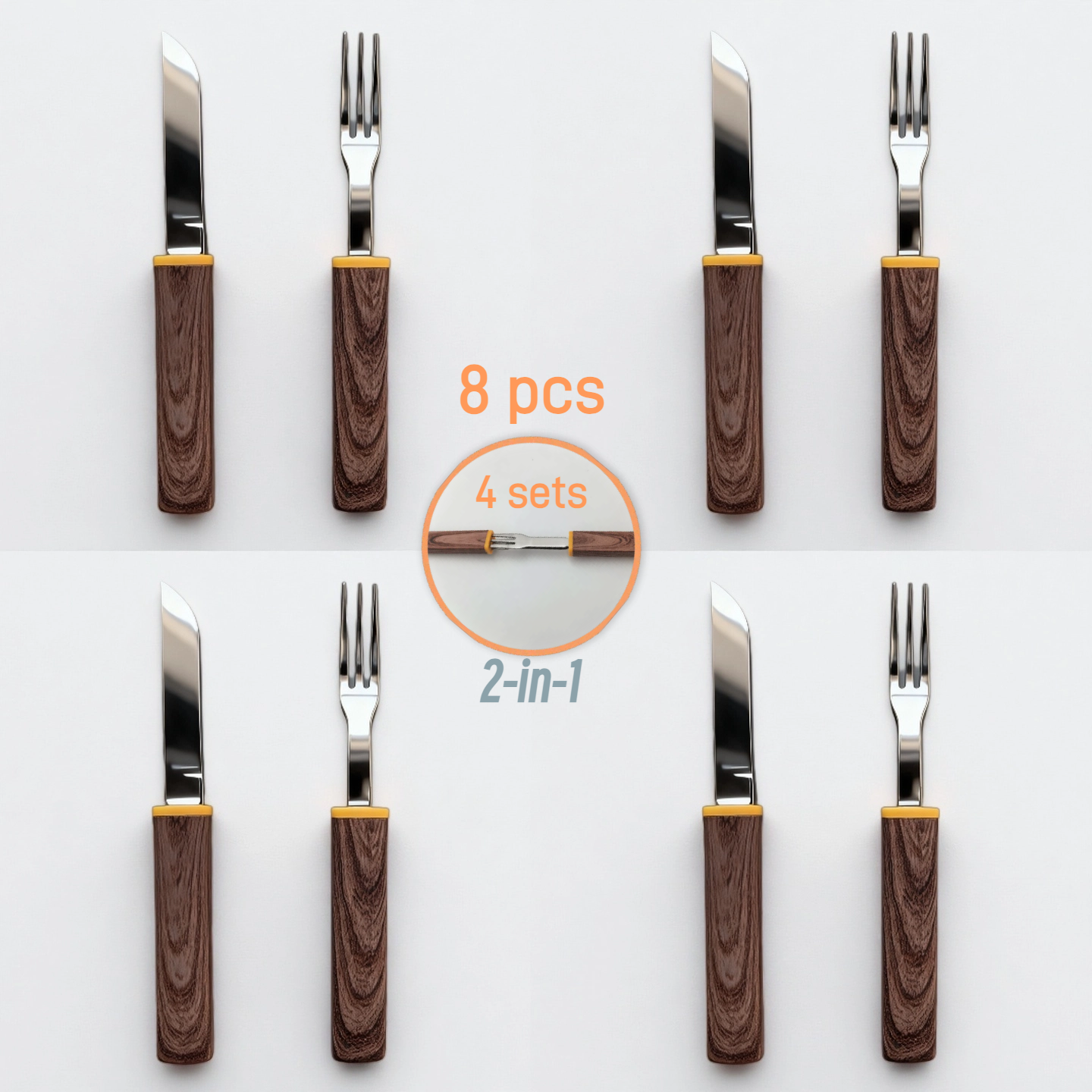 Knife & Fork Combo 2-in-1 Set | Portable Cutlery Camping Utensils Set