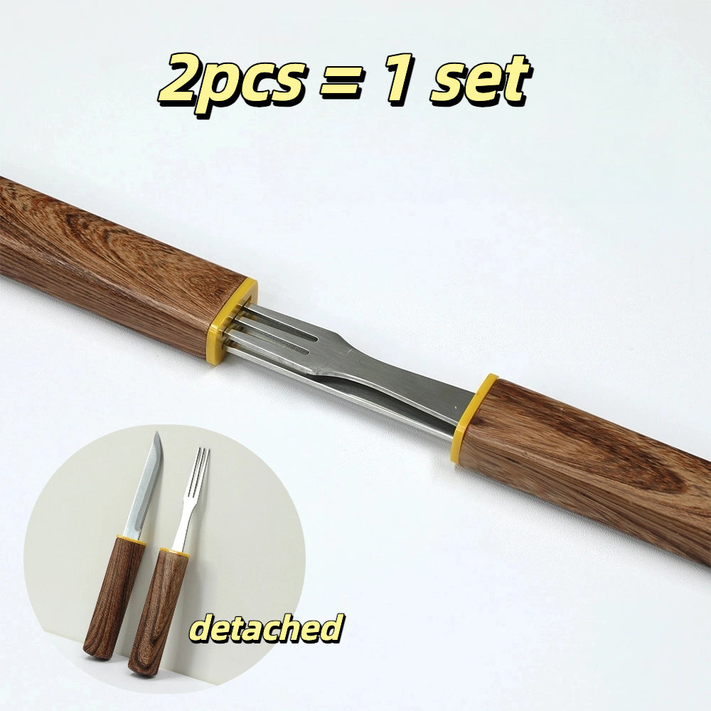 Interlocking 2-in-1 Knife & Fork Set | Portable Cutlery Camping Utensils Set
