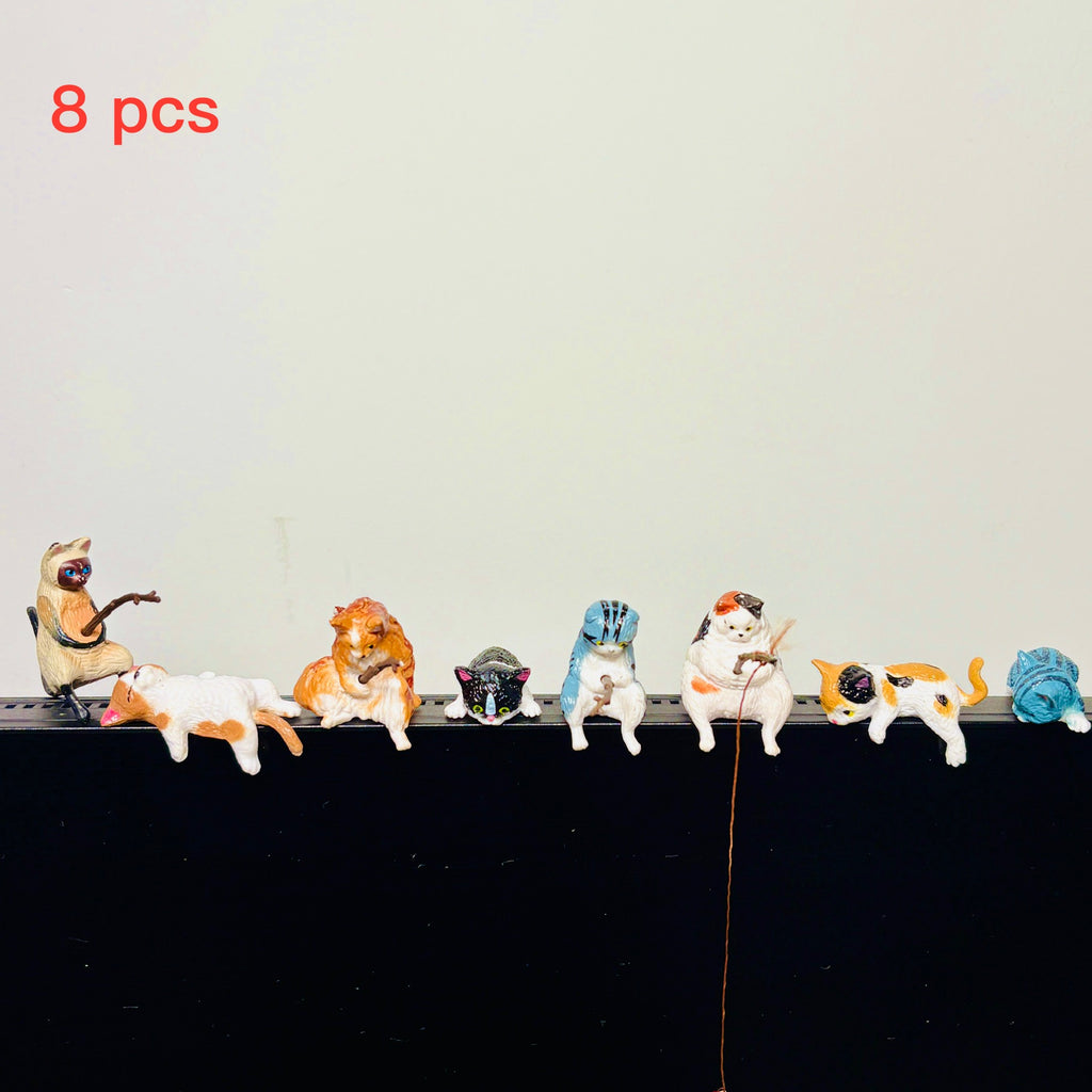 Charming Cat Miniature Figurine Set (8-Piece)