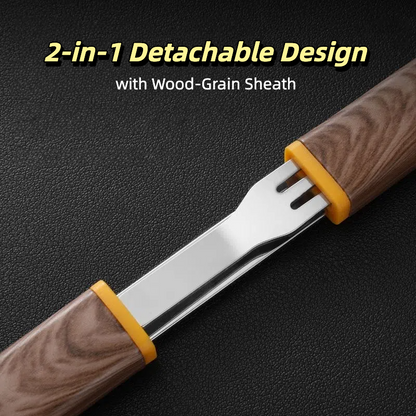 Detachable & interlocking ,Hand holding PVC wood-grain knife set with 420 steel blade cutting steak