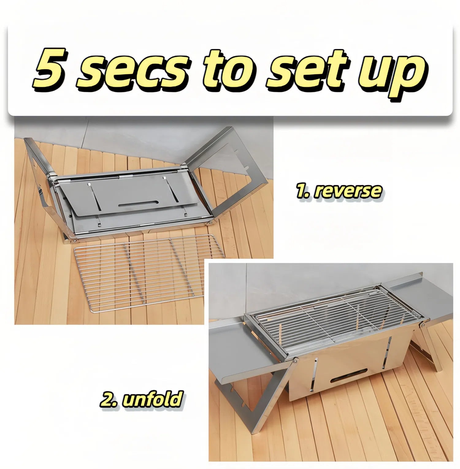 Instant-Setup Portable Charcoal BBQ Grill