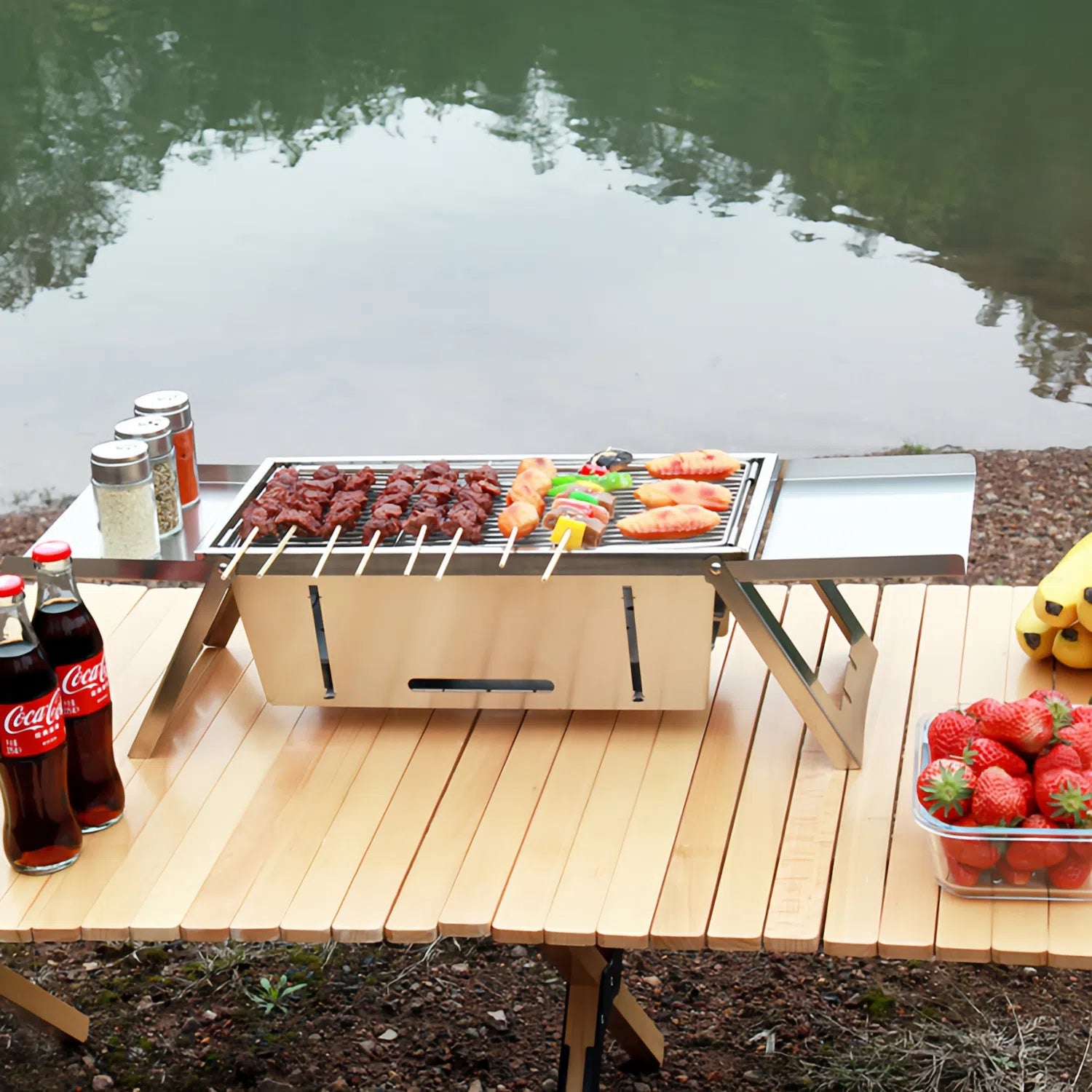 Instant-Setup Portable Charcoal BBQ Grill